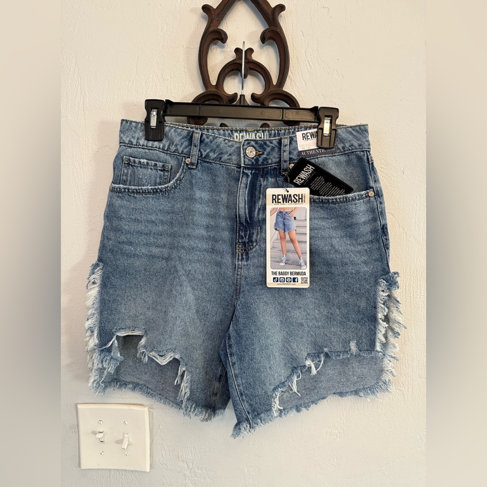 REWASH Women's Baggy Bermuda Jeans Denim Shorts
